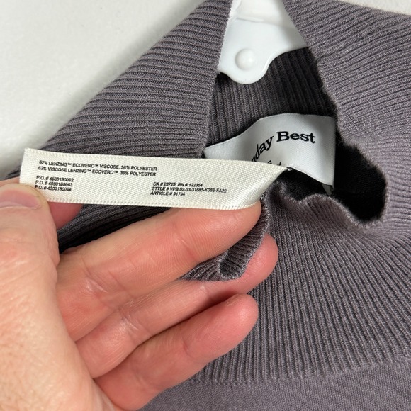 Aritzia Sunday Best Ellie Sweater Grey Womens Sz XS Mock Neck Open Back Knit Top - Picture 8 of 16